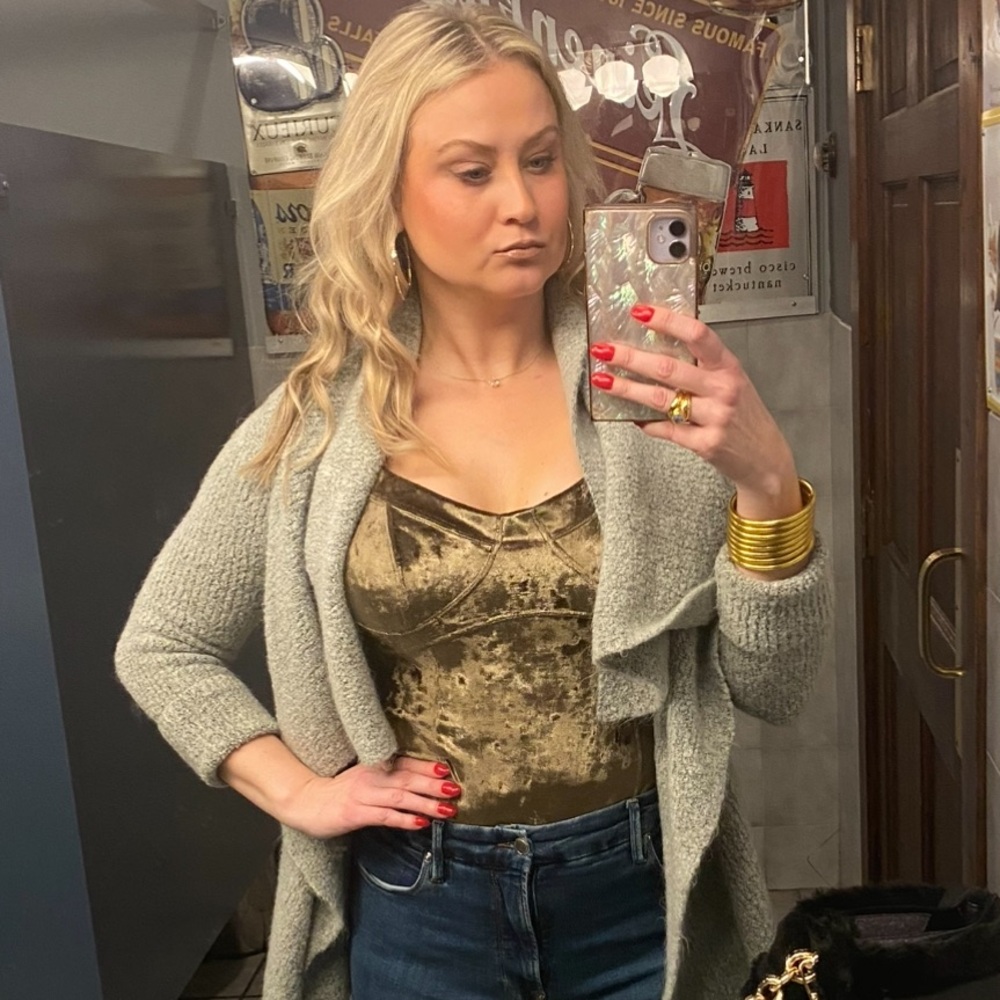 Free People Crushed Velvet Corset Bodysuit